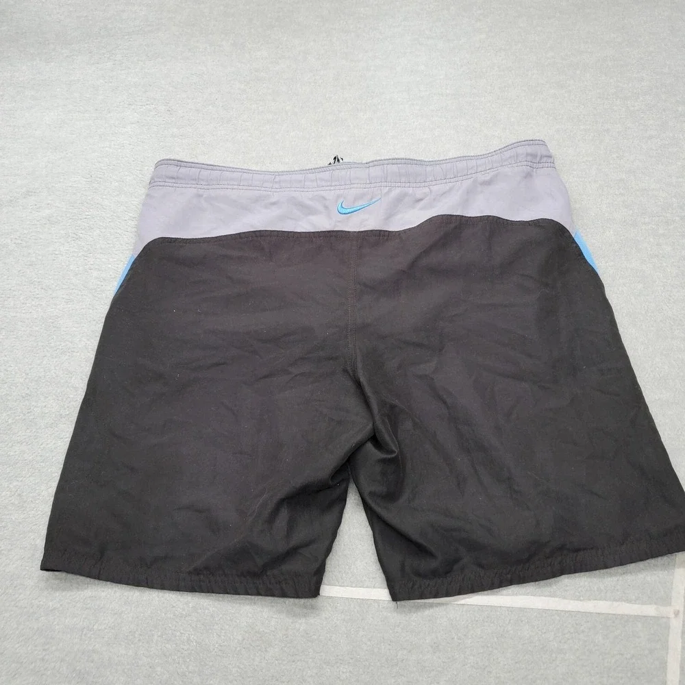 Nike Men Swimwear‎ Medium Black Colorblock Board Shorts Swoosh Logo Drawstring